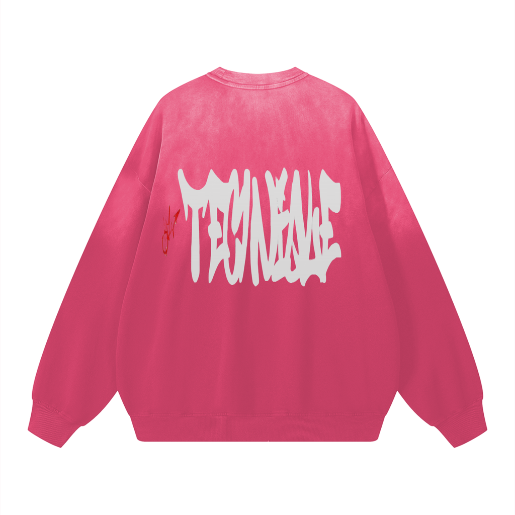 Effortless Athleisure Pure Cotton Handcrafted Monkey Wash Drop-Shoulder Sweatshirt