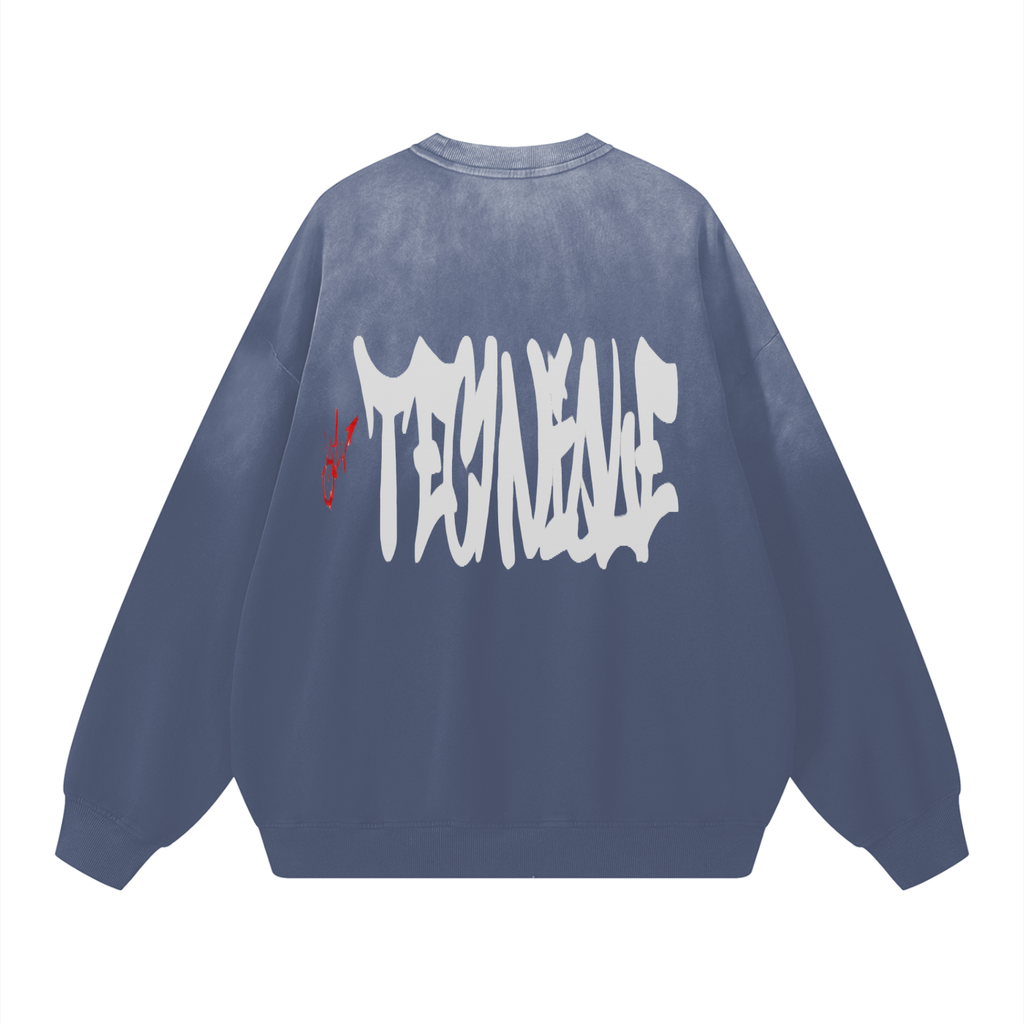 Effortless Athleisure Pure Cotton Handcrafted Monkey Wash Drop-Shoulder Sweatshirt